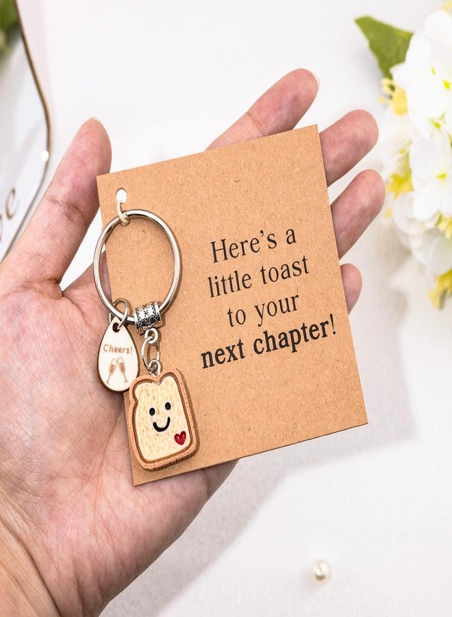 Aisity Stocking Stuffers for Teen Girls Coworker Gifts for Women Teen Girls Cute Toast Keychain Gift for Teenager Coworker Leaving Going Away Gifts for Women Congratulations New Beginnings Gift Ideas - Image 3